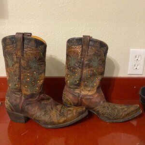 Old Gringo Aztec Cactus Inlayed Leather Boots 7.5